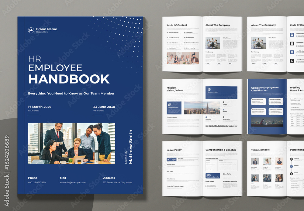 HR Employee Handbook Design Layout plantilla de Stock | Adobe Stock