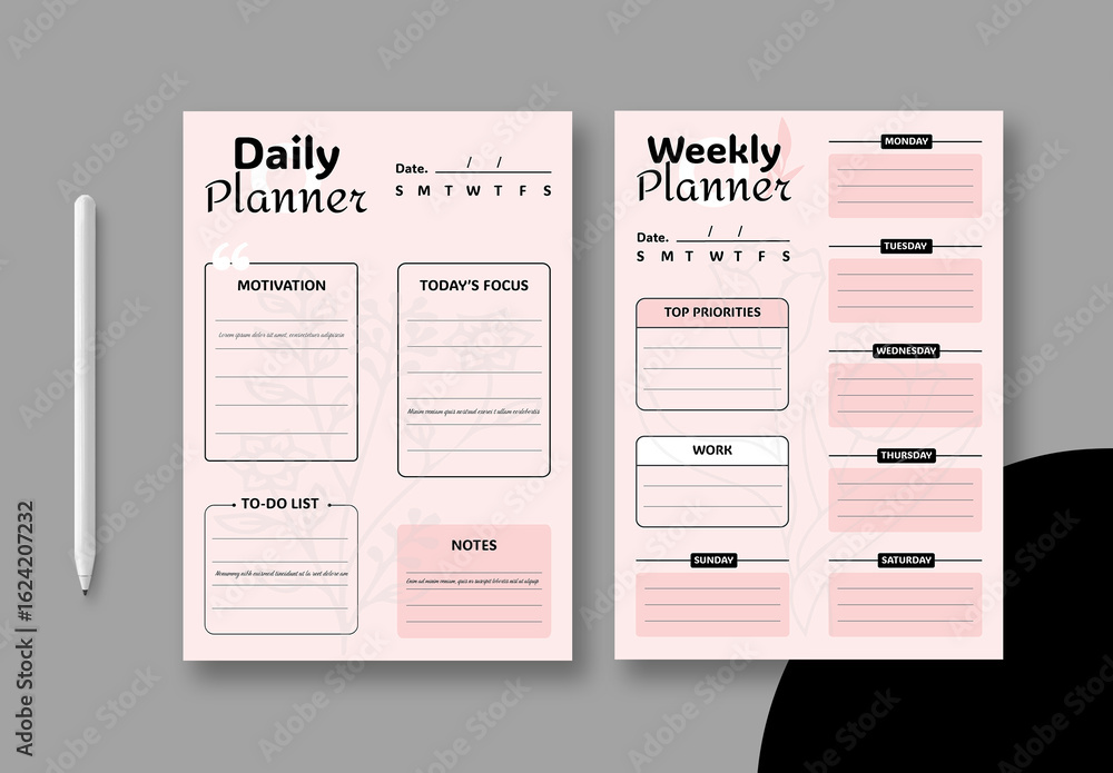 Planners Example Design Modern Planner Design Template Layout Stock Template | Adobe Stock
