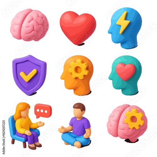 Unlock mental wellness explore concepts like therapy, mindfulness, and emotional balance with vibrant icons