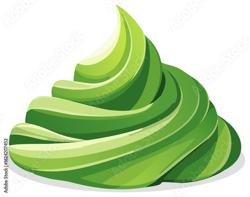Swirls of vibrant green dessert swirl with bright highlights and smooth texture