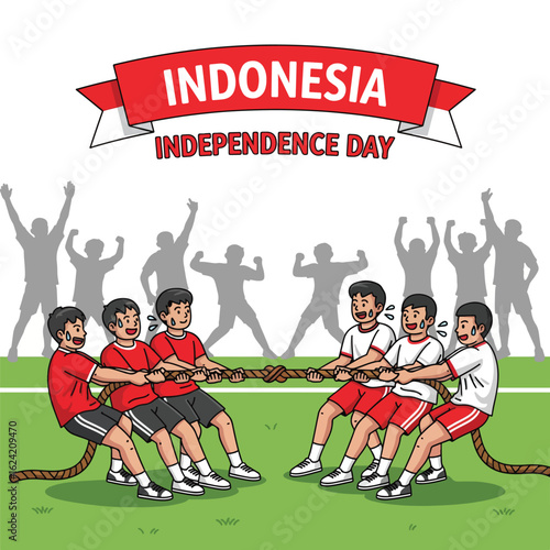 Tug of war strength for Indonesian independence.