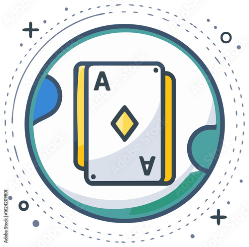 Modern playing card icon featuring an Ace of Diamonds for gaming and casino concepts