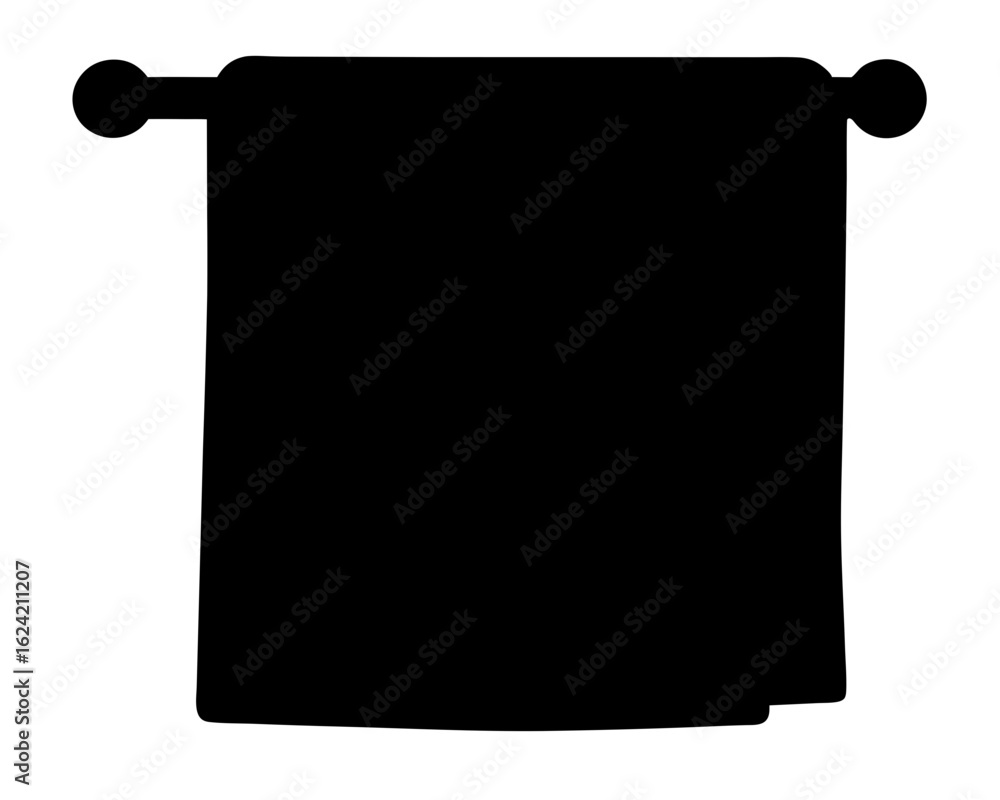 Obraz premium Silhouette of a towel hanging on a rod, isolated on white