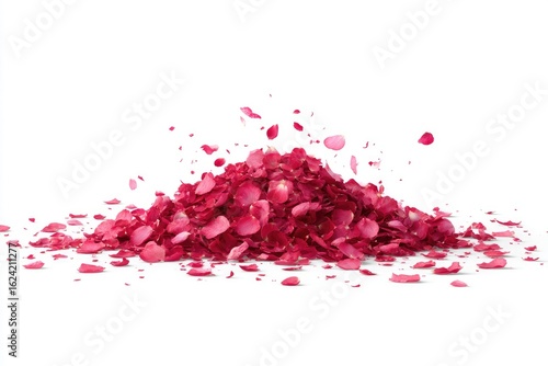 Pile of vibrant pink rose petals, scattered