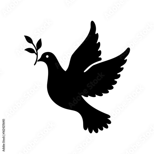 Wallpaper Mural Dove bird silhouette, flying peace dove bird vector illustration Torontodigital.ca