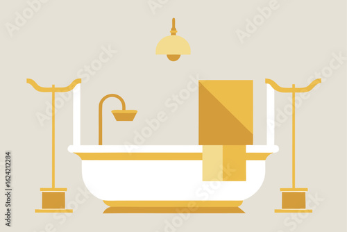 luxury bathroom with gold and marble accents  .eps