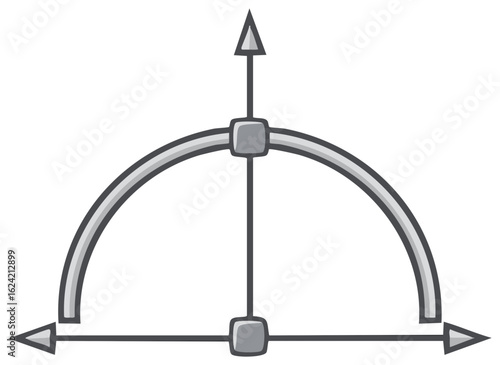 Cartoon Illustration of Cartesian Coordinate System with X and Y Axis with Curved Function