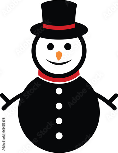 snowman with hat isolated on a transparent background. Vector illustration design for winter, december, january and christmas.