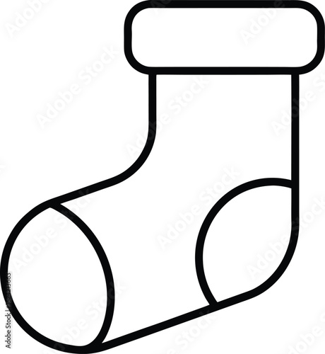 christmas sock or christmas stocking outline vector illustration design for the winter, holiday, kids and web, app, and banner.