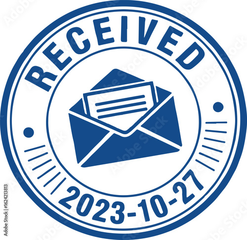 "RECEIVED 2023-10-27" stamp with envelope graphic in blue