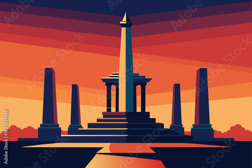 memorial monument with traditional pillars  .eps