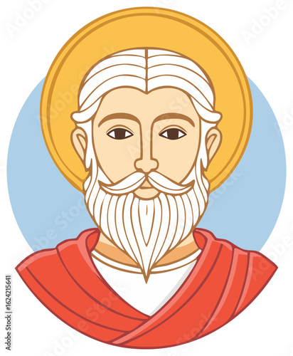 Christian saint or apostle with golden halo icon vector illustration