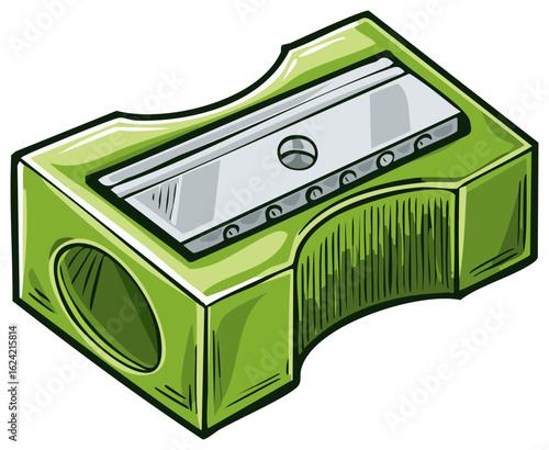 Green Double Hole Pencil Sharpener Tool Illustration