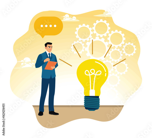 An entrepreneur thinks and finds ideas.