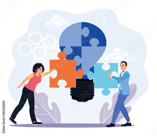 Men and women collaborate in solving problems.