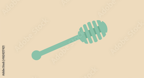 Single honey dipper on a tan surface for food illustration, design element
