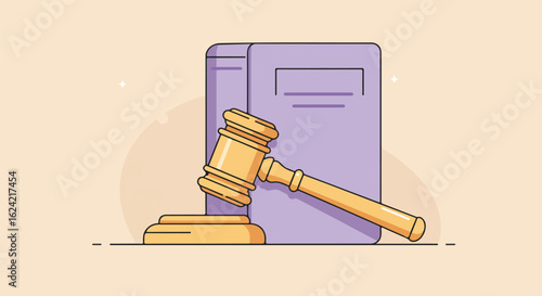 Gavel rests on book in illustration for judiciary, law, legal, judgment use