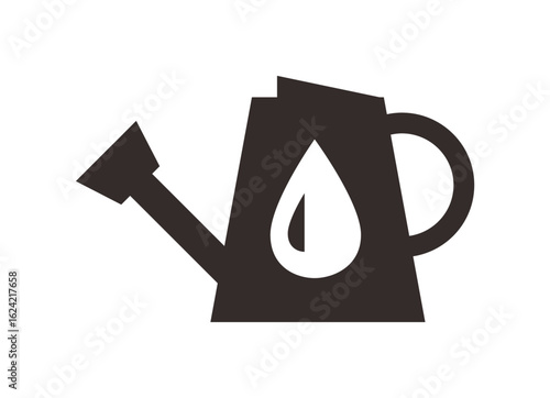 Simple black silhouette of a watering can, ready for gardening.