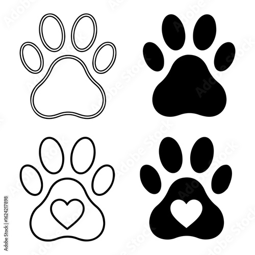 Vector Outline drawing of pet grooming and cleaning tools arrangement on transparent background