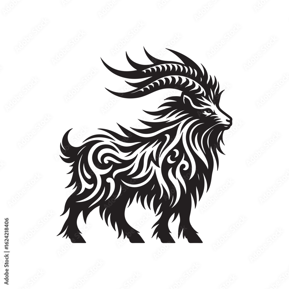 custom made wallpaper toronto digitalTribal Tattoo Style Angora Goat Silhouette SVG with Flame Feather Details and Curved Lines for Cricut Farm Animal Clipart and Laser Cutting