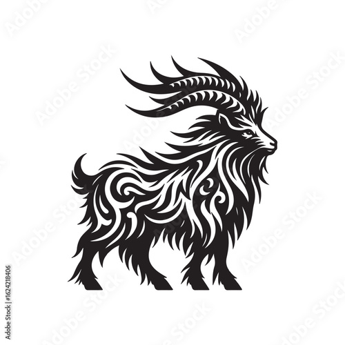 Wallpaper Mural Tribal Tattoo Style Angora Goat Silhouette SVG with Flame Feather Details and Curved Lines for Cricut Farm Animal Clipart and Laser Cutting Torontodigital.ca