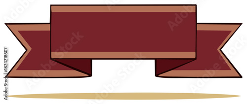 Maroon Ribbon Banner with Trim for Titles Announcements or Graphic Overlays in Design Projects