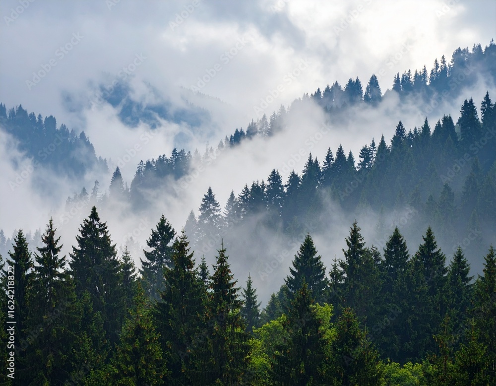 Obraz premium Whispering Pines in Monsoon Veil