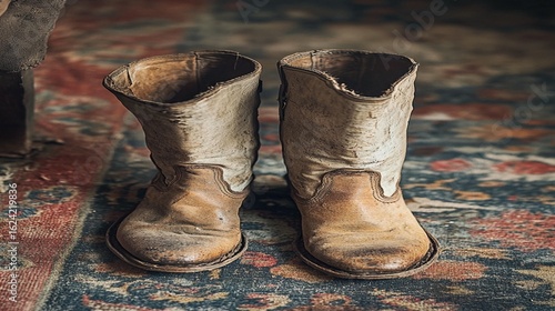 Aged Leather Boots on Rug