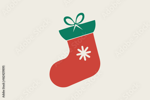 christmas sock with gifts on white background