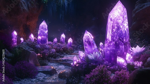 Glowing Crystal Cave Path