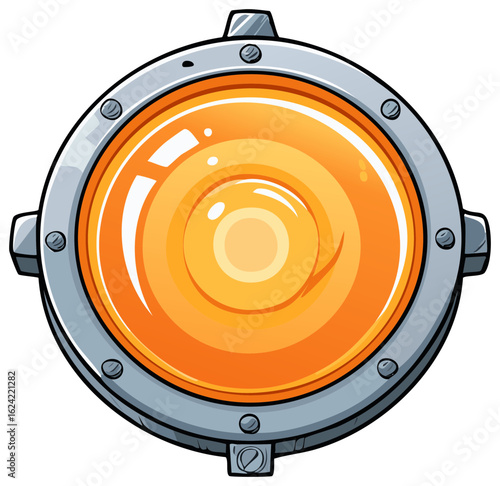 Cartoon Spotlight with Orange Center and Metallic Frame Illustration for Creative Projects