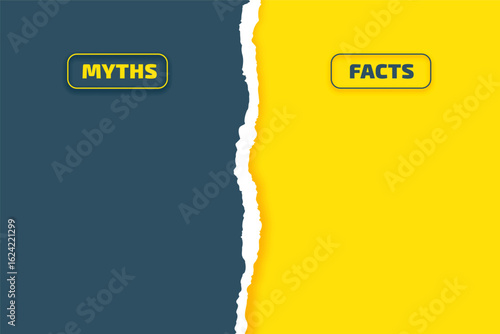 paper torn myths vs facts check list concept with text space