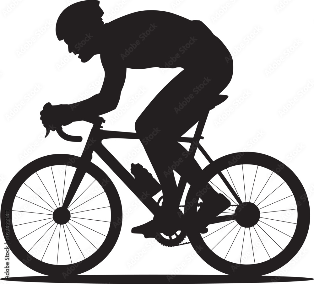 Fototapeta premium Silhouette of a cyclist in motion on a road bicycle