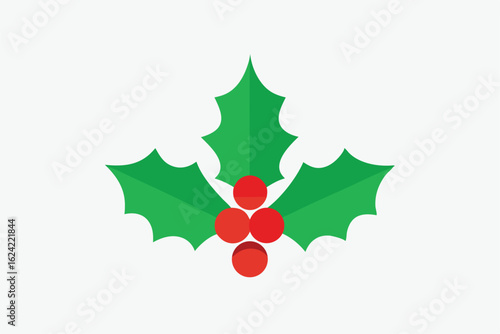 minimalist holly icon set with simple green leave (1).eps