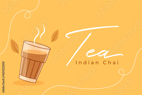 indian chai or tea cup poster for business promo