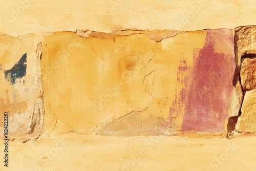 Close up of Textured Earthy Painted Wall with Natural Stone Accents