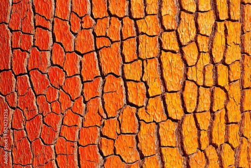 Close up of Vibrant Cracked Parched Earth Surface in Warm Tones