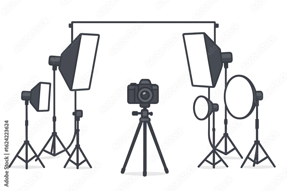 Obraz premium Professional Photography Studio Equipment Illustration