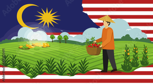 The image symbolizes agriculture, national pride, and rural life in Malaysia.