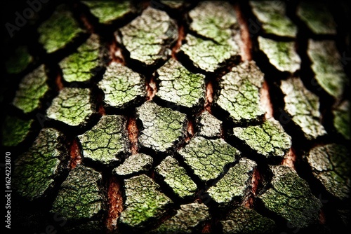 Close-up of cracked, textured tree bark