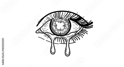 Eye drawing tears sad crying artwork illustration graphic design sketch vector art pain emotional expression