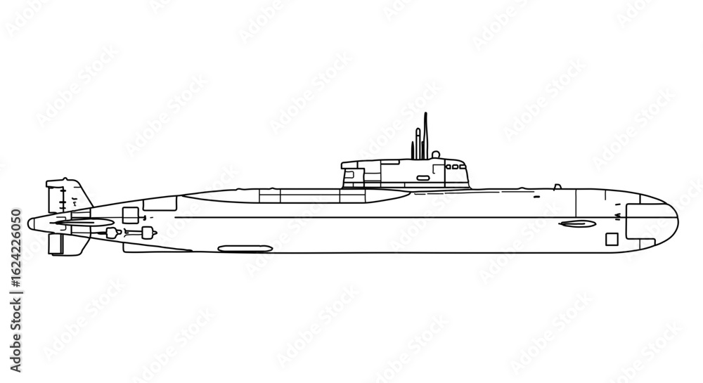 Fototapeta premium Submarine vector illustration for naval technology and military vessel enthusiasts design and education