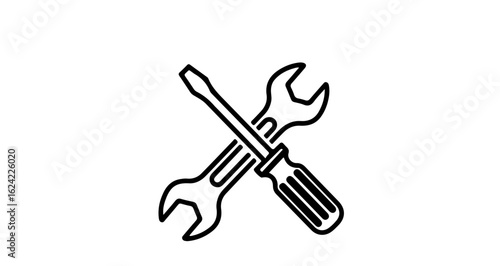 Wrench and screwdriver repair tools for home improvement and diy projects vector illustration set design