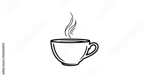 Hot coffee cup vector illustration steaming drink caffeine beverage morning coffee break cafe doodle art design