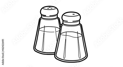 Illustration of salt and pepper shakers kitchenware condiment containers for cooking and dining table use