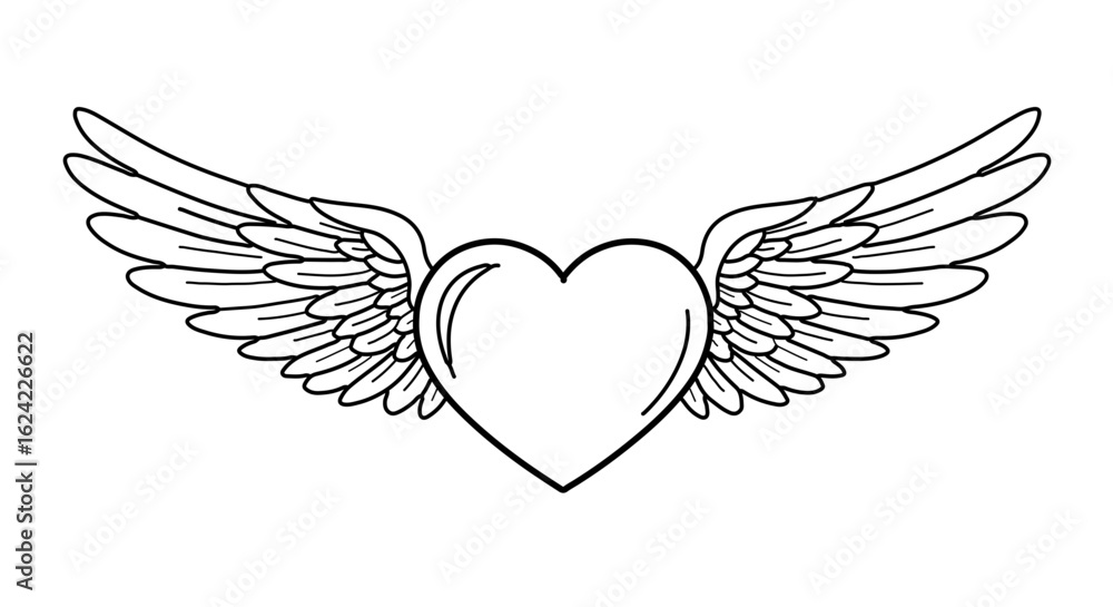 Obraz premium Heart with wings vector graphic for love and valentine designs perfect for diy projects and crafts use