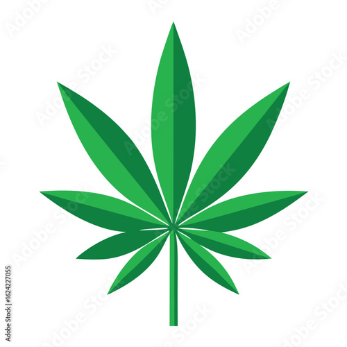 Green Cannabis Leaf on White Backdrop Modern Simple Design