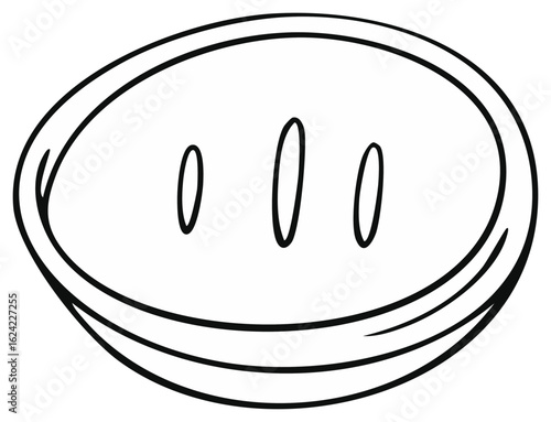 Hand-drawn illustration of a soap bar with three oval indentations