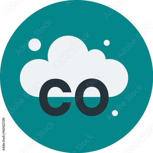 Carbon monoxide pollution depicted as a stylized cloud emitting CO.
