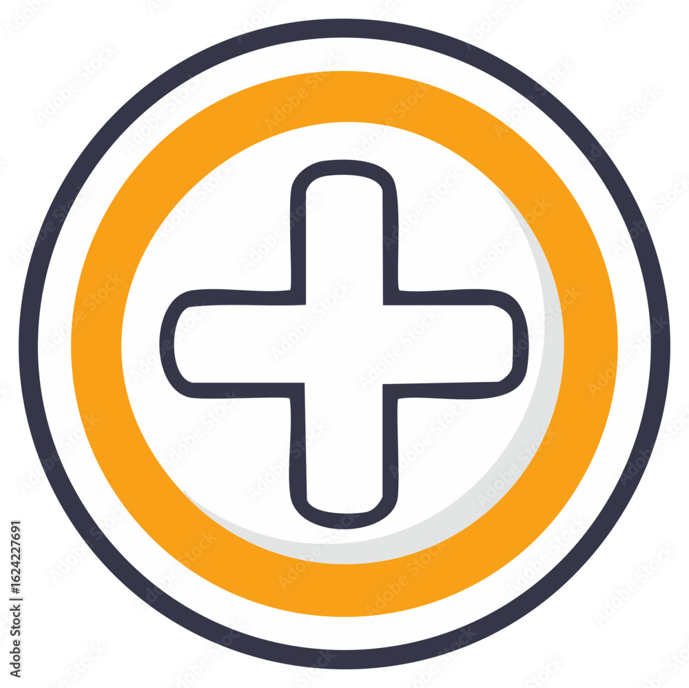 Orange Plus Sign Icon in Circular Outline Button for Medical Add Concepts Orange Plus Sign Icon in Circular Outline Button for Medical Add Concepts